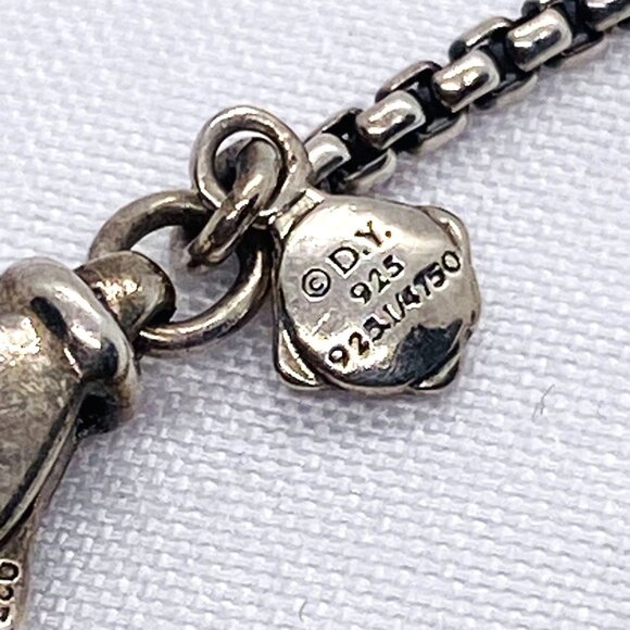 David Yurman Sterling Silver 925 1/4 18K 750 Gold Crossover Bar Necklace - Picture 12 of 16